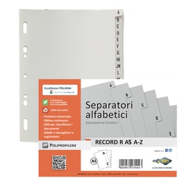Separatore alfabetico A/Z Record R - PPL - 15x21 cm - A5 - grigio - SeiRota