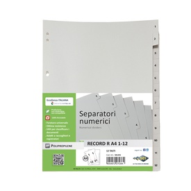 Separatore numerico 1/12 Record R - PPL - 21x29.7 cm - A4 - Sei Rota