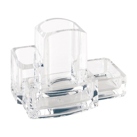 Portacancelleria con portapenne - acrilico - 15x10x9 cm - trasparente - Lebez