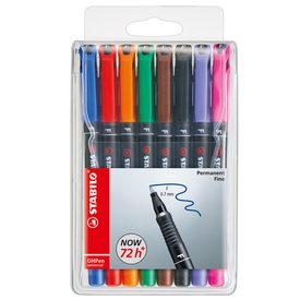 Pennarello OHPen universal permanente 842  - punta fine 0,7 mm - coloriassortiti - Stabilo - conf. 8 pezzi
