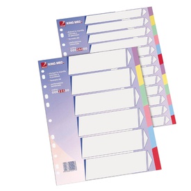Separatore - cartoncino 225 gr - 12 tasti colorati - A4 - multicolore -King Mec