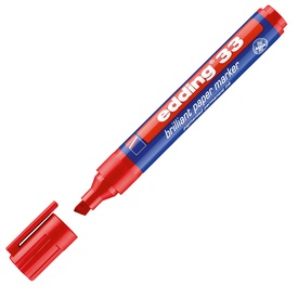 Marcatore 33 a base d'acqua - punta a scalpello da 1,0 a 5,0mm  - rosso- Edding