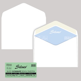 Busta Busta Silver Matic FSC - senza finestra - gommata - 11,4 x 16,2 cm - 80 gr -  bianco - Pigna Envelopes - conf. 25 pezzi