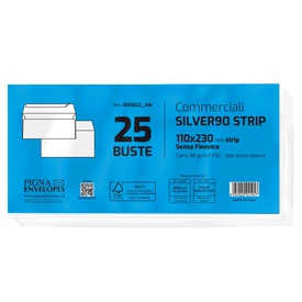 Busta SILVER90 STRIP FSC - bianca - internografata - senza finestra - 110 x 230 mm - 90 gr - Pigna Envelopes - conf. 25 pezzi