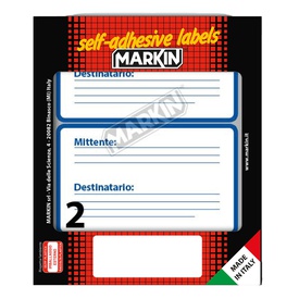 Etichette adesive mittente/destinatario - in carta - permanenti - 115 x70 mm - 2 et/fg - 10 fogli - bianco - Markin