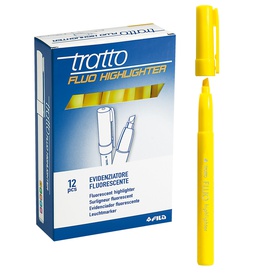 Evidenziatore fluo Highlighter - punta a scalpello  - giallo - Tratto -conf. 12 pezzi