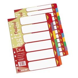 Separatore Festival - 12 tasti neutri colorati - cartoncino 140 gr - A4- multicolore - King Mec