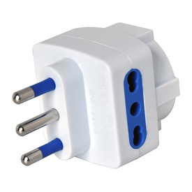 Adattatore triplo con spina 2P+T 16A - 2 prese bipasso 10/16A + 1 Schuko - MKC