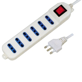 Presa multipla con interruttore - 6 prese bipasso 2P+T - cavo da 1.5 mt- MKC