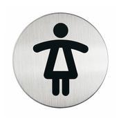 Pittogramma adesivo - WC donne - acciaio - diametro 8,3 cm - Durable