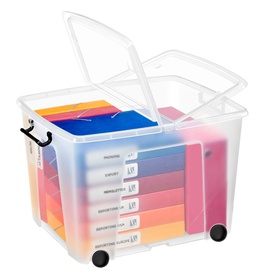 Contenitore multiuso Strata con coperchio e ruote - 58x48x41 cm - PPL -trasparente - 75 L - Cep