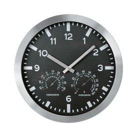 Orologio da parete Weather Station 3218 - tripla funzione - diametro 30cm - nero - Lebez
