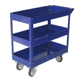 Carrello da lavoro - 3 ripiani - 84 x 41 x 82 cm - portata max 100 kg -acciaio verniciato - blu - Serena Group