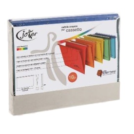 Cartelle sospese Joker - cassetto - interasse 39 cm - fondo V - 37 x 25cm - colori assortiti - Bertesi - conf. 10 pezzi