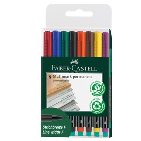 Pennarello Multimark universale permanente con gomma - punta fine 0,6mm- astuccio 8 colori - Faber-Castell