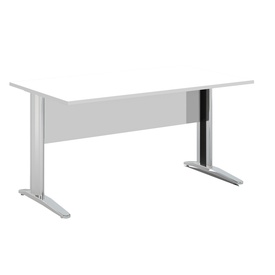 Scrivania Easy fianchi verniciati effetto cromato - lineare - 160 x 80 x 72 cm - bianco