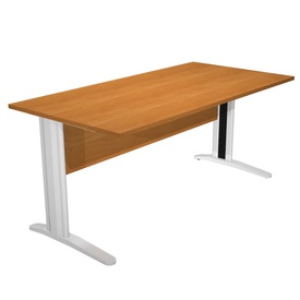 Scrivania Easy fianchi verniciati effetto cromato - lineare - 160 x 80 x 72 cm - noce chiaro