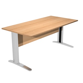 Scrivania Easy fianchi verniciati effetto cromato - lineare - 160 x 80 x 72 cm - faggio