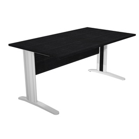 Scrivania Easy fianchi verniciati effetto cromato - lineare - 160 x 80 x 72 cm - nero venato