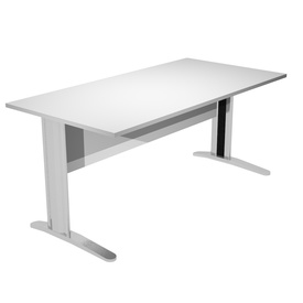 Scrivania Easy fianchi verniciati effetto cromato - lineare - 160 x 80 x 72 cm - grigio