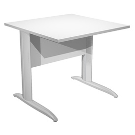 Scrivania Easy fianchi verniciati effetto cromato - lineare - 80 x 80 x72 cm - bianco