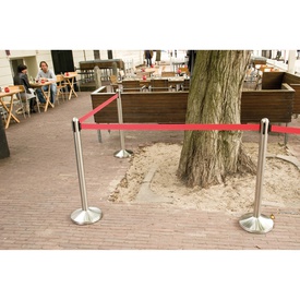 Colonnina segnapercorso cromata - altezza 100 cm - nastro retrattile rosso da 210 cm - Securit