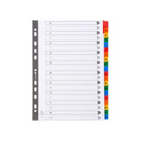 Separatore alfabetico A/Z - cartoncino bianco 160 gr - tasti colorati -A4 - Exacompta