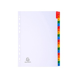 Separatore alfabetico A/Z - cartoncino bianco 160 gr - tasti colorati -A4 - Exacompta