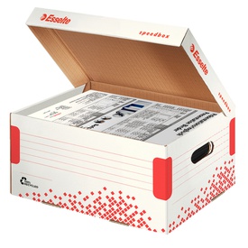 Scatola container Speedbox - Small - 25,2x35,5cm -  dorso 19,3 cm - bianco e rosso - Esselte
