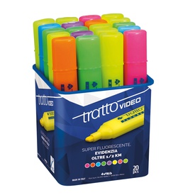 Evidenziatore Tratto Video - punta a scalpello - tratto da 1,0-5,0mm - 20 colori assortiti  - Tratto