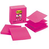 Ricarica foglietti Post it® Super Sticky - rosa neon - a righe - 101 x 101mm - 90 fogli - Post it®