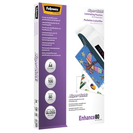 Pouches Enhance80 - Superquick - A4 - 2x80 micron - Fellowes - scatola 100 pezzi