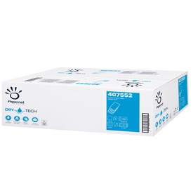 Asciugamani piegati a W Dry Tech - 2 veli - 18 gr - goffratura a onda - 20,3x32 cm - bianco - Papernet - conf. 100 pezzi