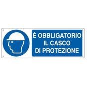 Cartello segnalatore - 35x12,5 cm - E' OBBLIGATORIO IL CASCO DI PROTEZIONE - alluminio - Cartelli Segnalatori