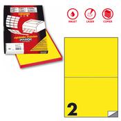 Etichetta adesiva C509 - permanente - 210x148 mm - 2 etichette per foglio - giallo fluo - Markin - scatola 100 fogli A4