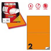 Etichetta adesiva C509 - permanente - 210x148 mm - 2 etichette per foglio - arancio fluo - Markin - scatola 100 fogli A4