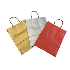 Shopper - maniglie cordino - 36 x 12 x 41 cm - carta kraft - mix Natale- Mainetti Bags - conf. 25 pezzi