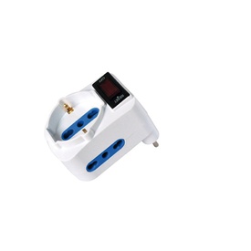 Adattatore con spina 10A orizzontale - 2 prese bipasso 10/16A + 1 presaSchuko - MKC