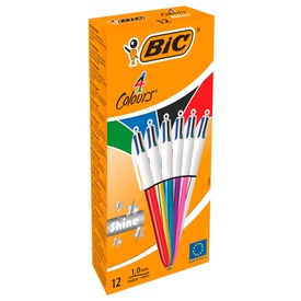 Penna sfera scatto multifunzione 4 Colours Shine - punta 1,0 mm - fustocolori assortiti - Bic - scatola 12 pezzi