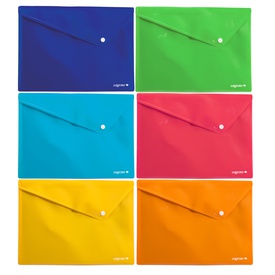 Buste Colorosa con bottone - in PPL - 33 x 24,5 cm - colori assortiti -Ri.Plast - conf. 6 pezzi
