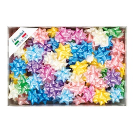 Stelle di nastro liscio 6800 - 14 mm - diam. 6,5cm - colori primaveriliassortiti - Brizzolari - conf. 100 pezzi