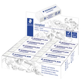 Gomma Rasoplast - 63 x 13 x 23 mm - bianco per matita - Staedtler - box20 pezzi