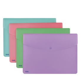 Buste con bottone Pastel - A4 - colori assortiti - PP - Favorit - conf.5 pezzi