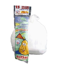 Sacchi bio - 42 x 52 cm - 10 L - 17 micron - bianco - Rolsac - conf. 15pezzi
