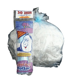 Sacchi - 50 x 60 cm - 30 L - 16 micron - azzurro trasparente - Rolsac -conf. 20 pezzi