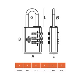 Lucchetto con combinazione - 30 mm - Metalplus