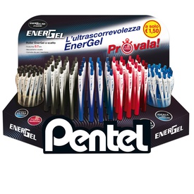 Roller Energel Slim - punta 0,7 mm - 3 colori assortiti (blu/nero/rosso- Pentel - expo 120 pezzi