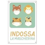 Cartello alluminio - 20x30 cm - "INDOSSA LA MASCHERINA" - per bambini - Cartelli Segnalatori