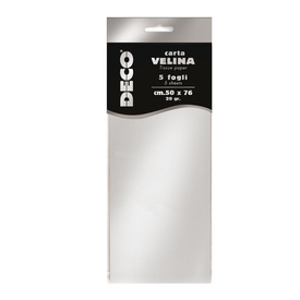 Carta velina metallizzata - 20 gr - 50x76 cm - argento - DECO - busta 5fogli