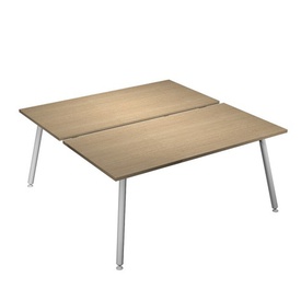 Scrivania Skinny Metal a 2 postazioni contrapp. - 120 x 166 cm - bianco/ rovere